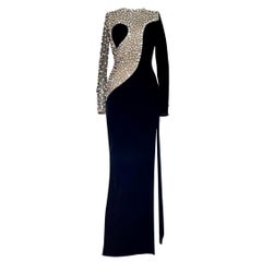 CD Grünes Abendkleid aus schwarzem Samt mit Swarovski-Kristall-Kristall F/W 2013 Gr. 2