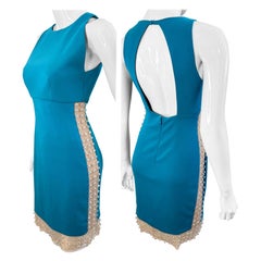 CD Greene Couture SS2012 Turquoise Crystal Embellished Cutout Cocktail Dress 6