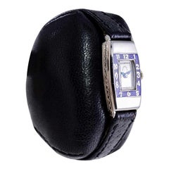 C.D. Peacock 14Kt. White Gold and Enamel Art Deco Ladies Watch circa 1930's