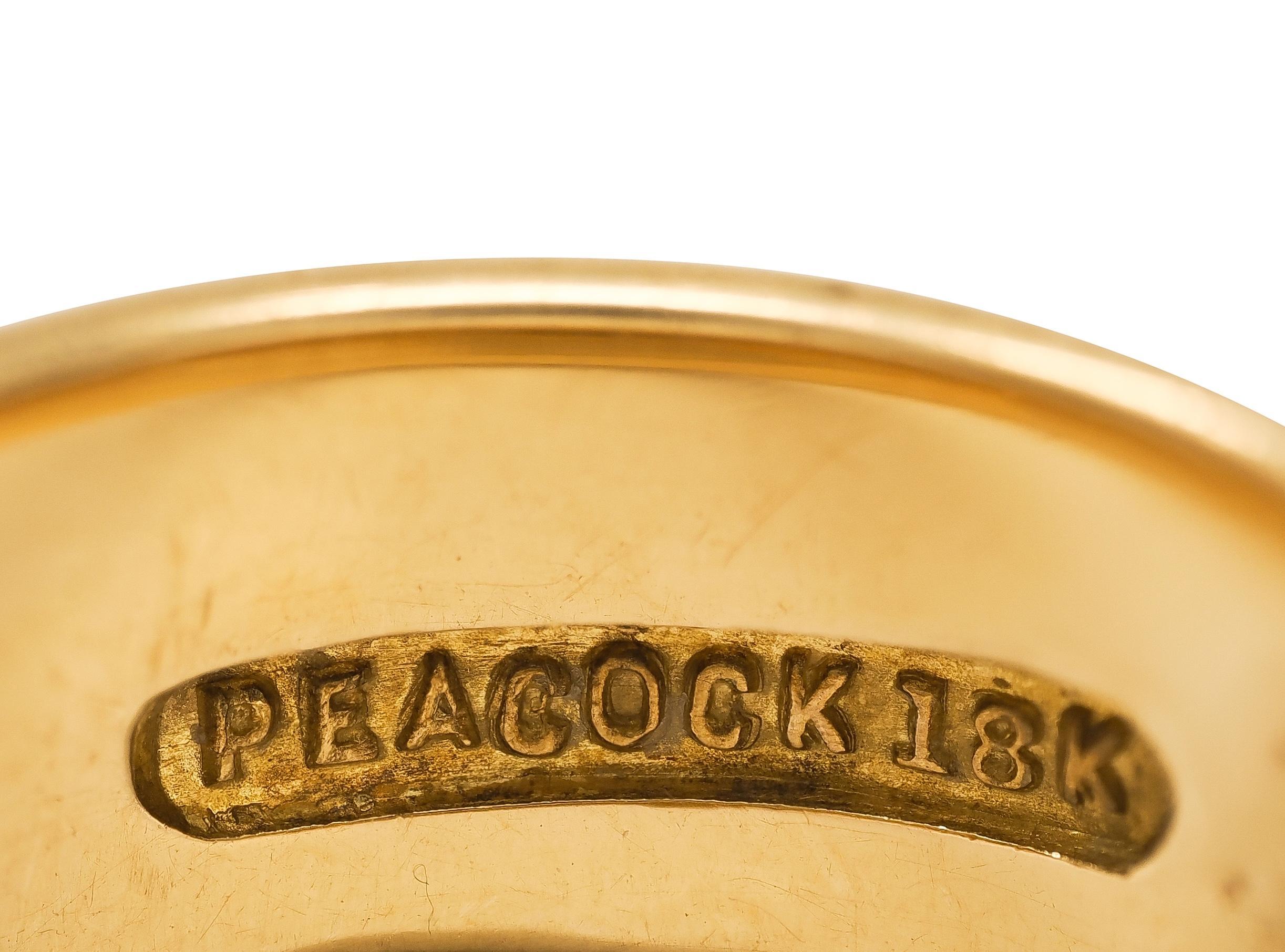 De las mujeres C.D. Anillo de oro amarillo de 18 quilates de la vendimia del pavo real 1904 del anillo del cigarro de la boda en venta