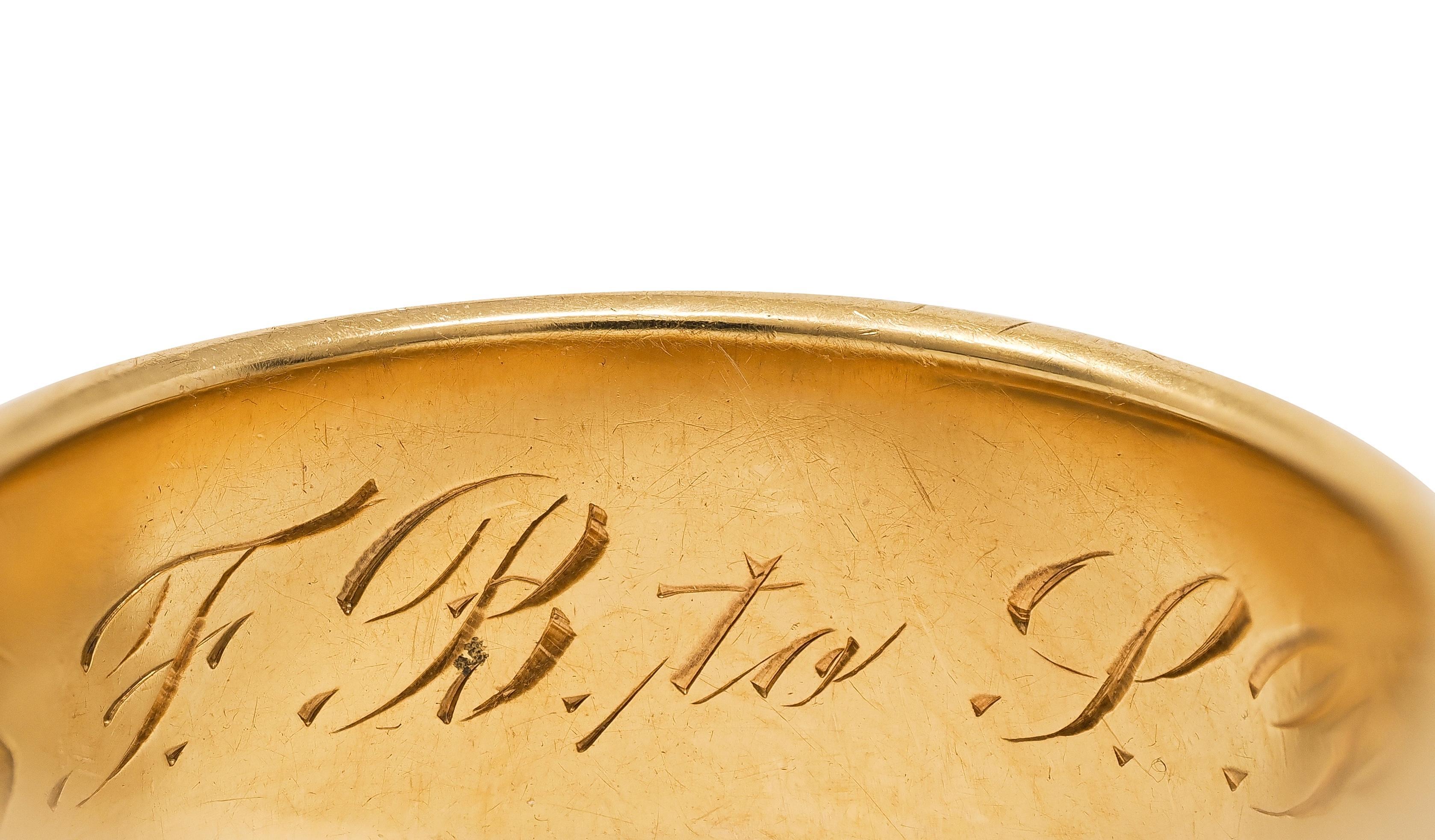 C.D. Anillo de oro amarillo de 18 quilates de la vendimia del pavo real 1904 del anillo del cigarro de la boda en venta 1