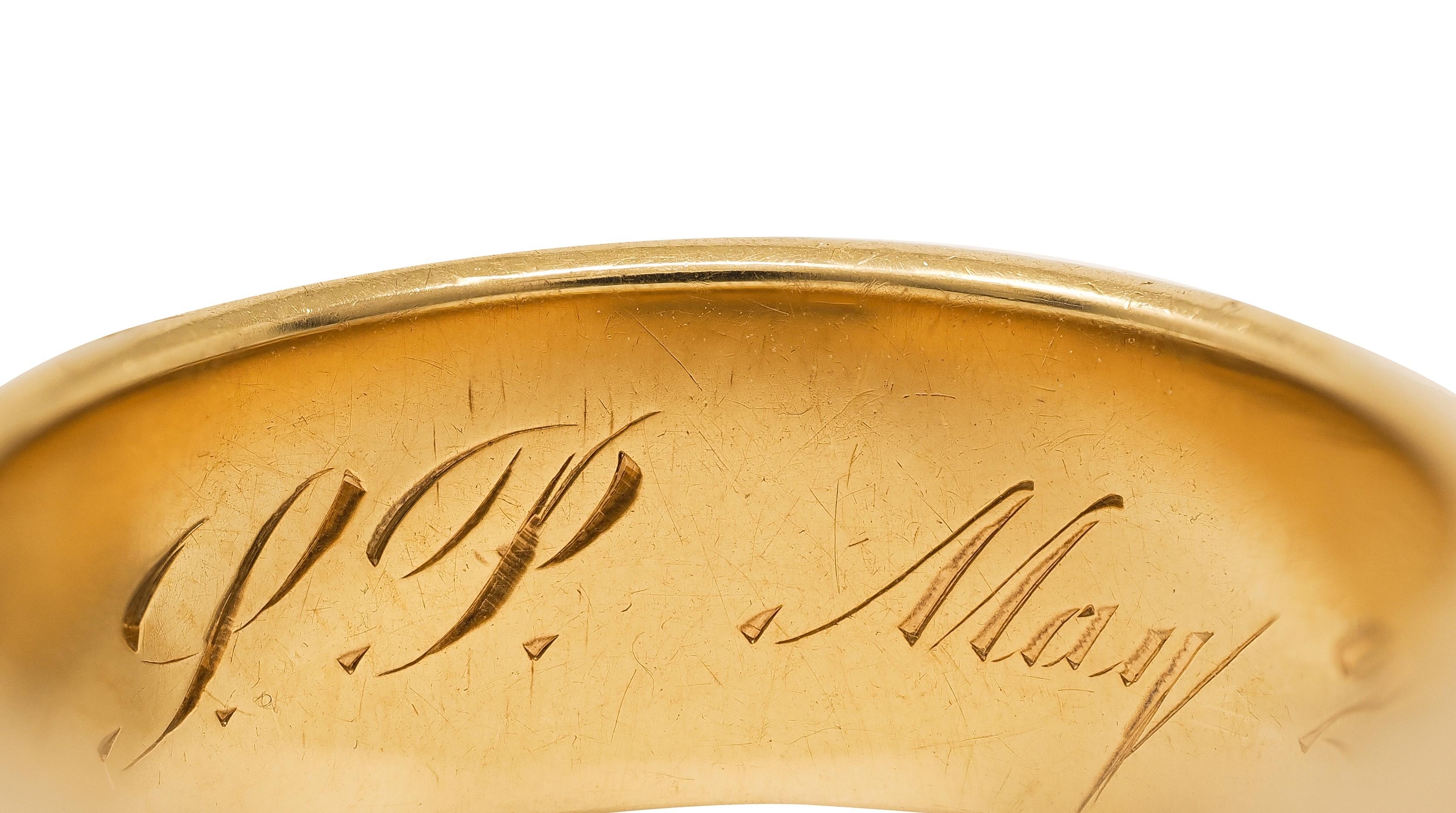 C.D. Anillo de oro amarillo de 18 quilates de la vendimia del pavo real 1904 del anillo del cigarro de la boda en venta 2