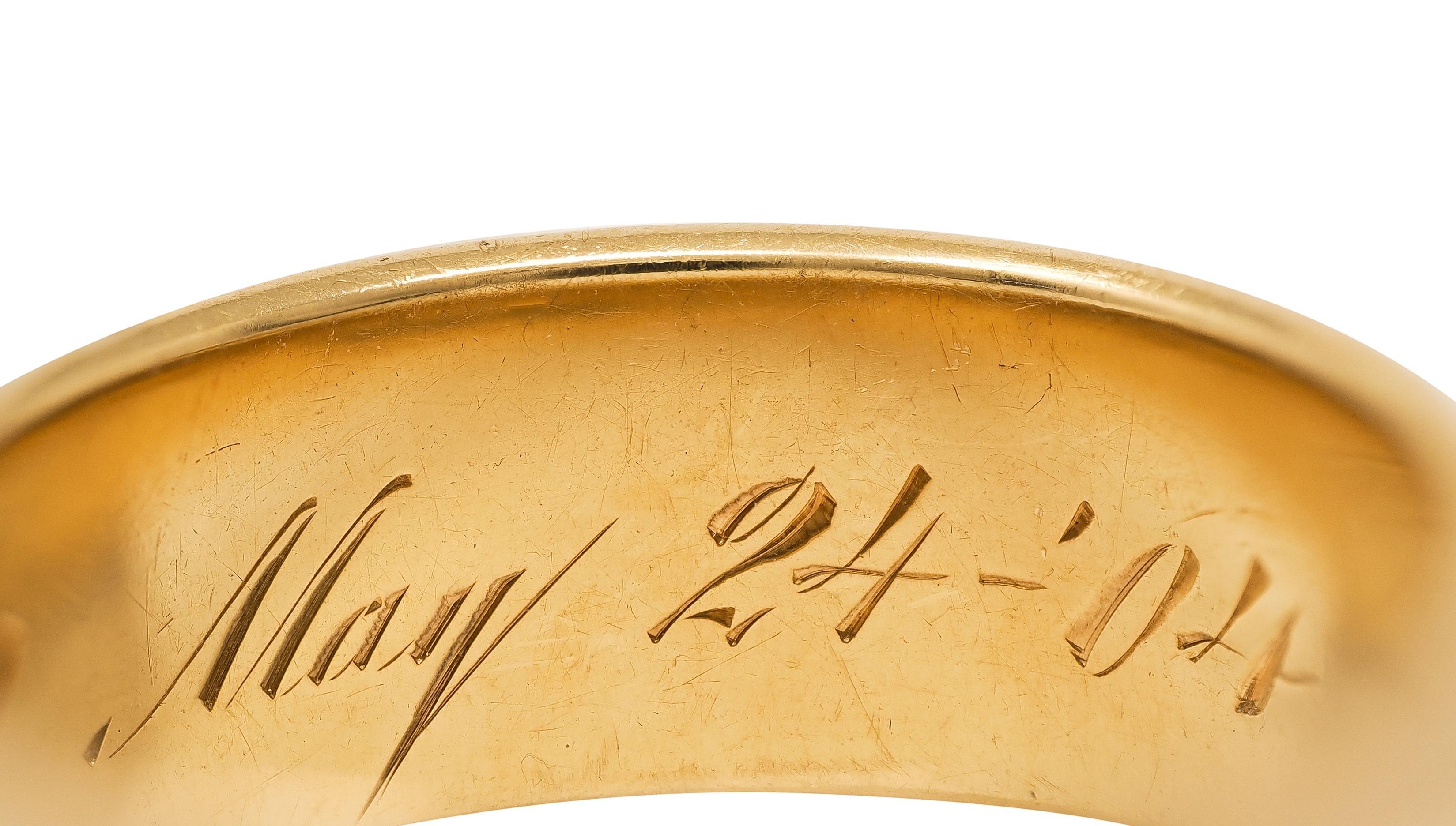 C.D. Anillo de oro amarillo de 18 quilates de la vendimia del pavo real 1904 del anillo del cigarro de la boda en venta 3