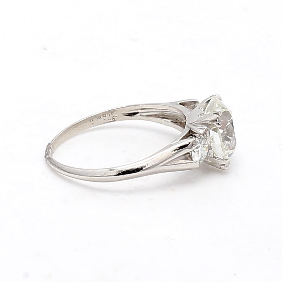 C.D Peacock 2.79 Carat Old European Cut Diamond 14K White Gold Engagement Ring For Sale 6
