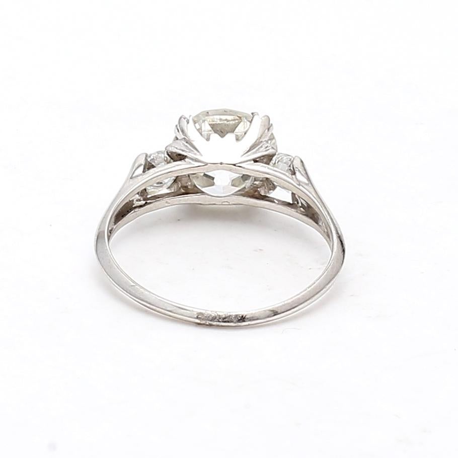 C.D Peacock 2.79 Carat Old European Cut Diamond 14K White Gold Engagement Ring For Sale 8