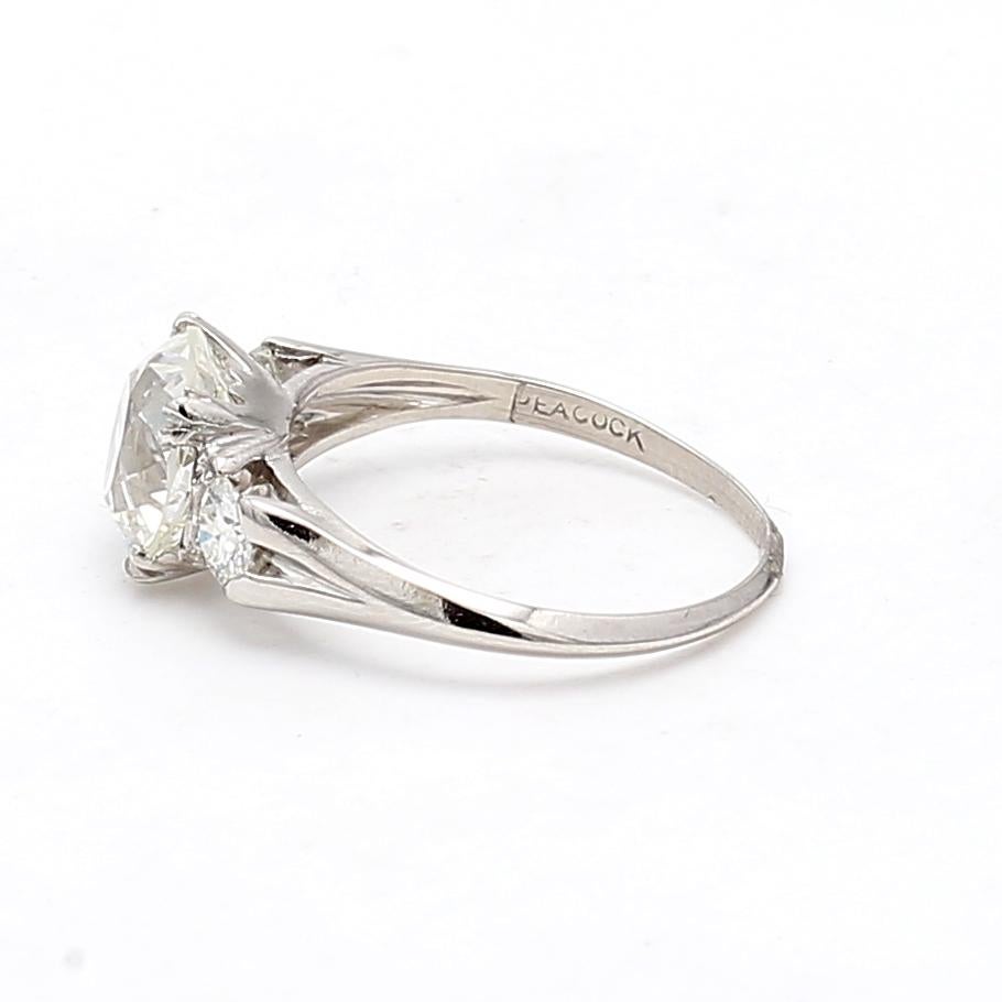 C.D Peacock 2.79 Carat Old European Cut Diamond 14K White Gold Engagement Ring For Sale 10