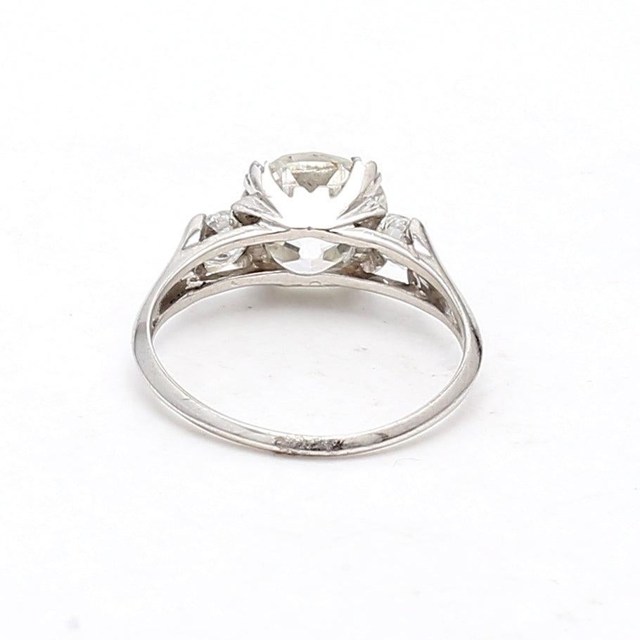 Women's C.D Peacock 2.79 Carat Old European Cut Diamond 14K White Gold Engagement Ring For Sale