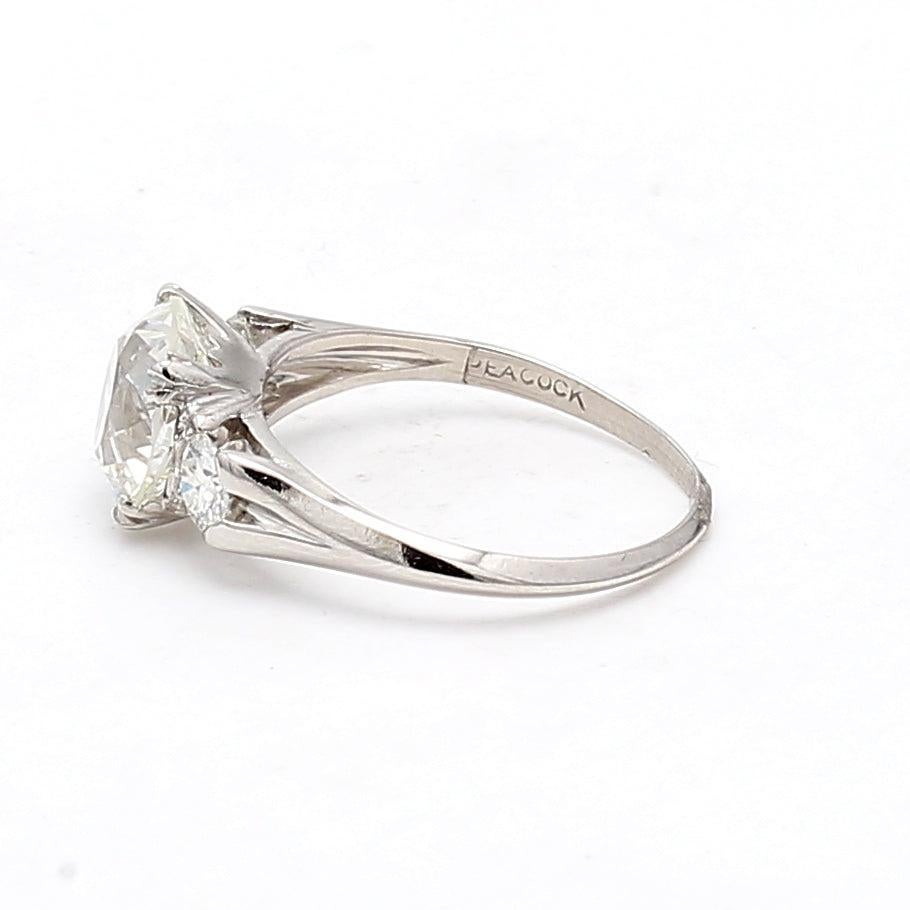 C.D Peacock 2.79 Carat Old European Cut Diamond 14K White Gold Engagement Ring For Sale 1