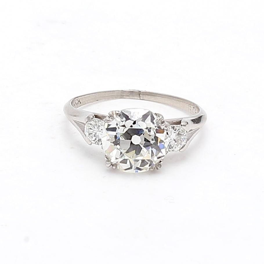 C.D Peacock 2.79 Carat Old European Cut Diamond 14K White Gold Engagement Ring For Sale 4