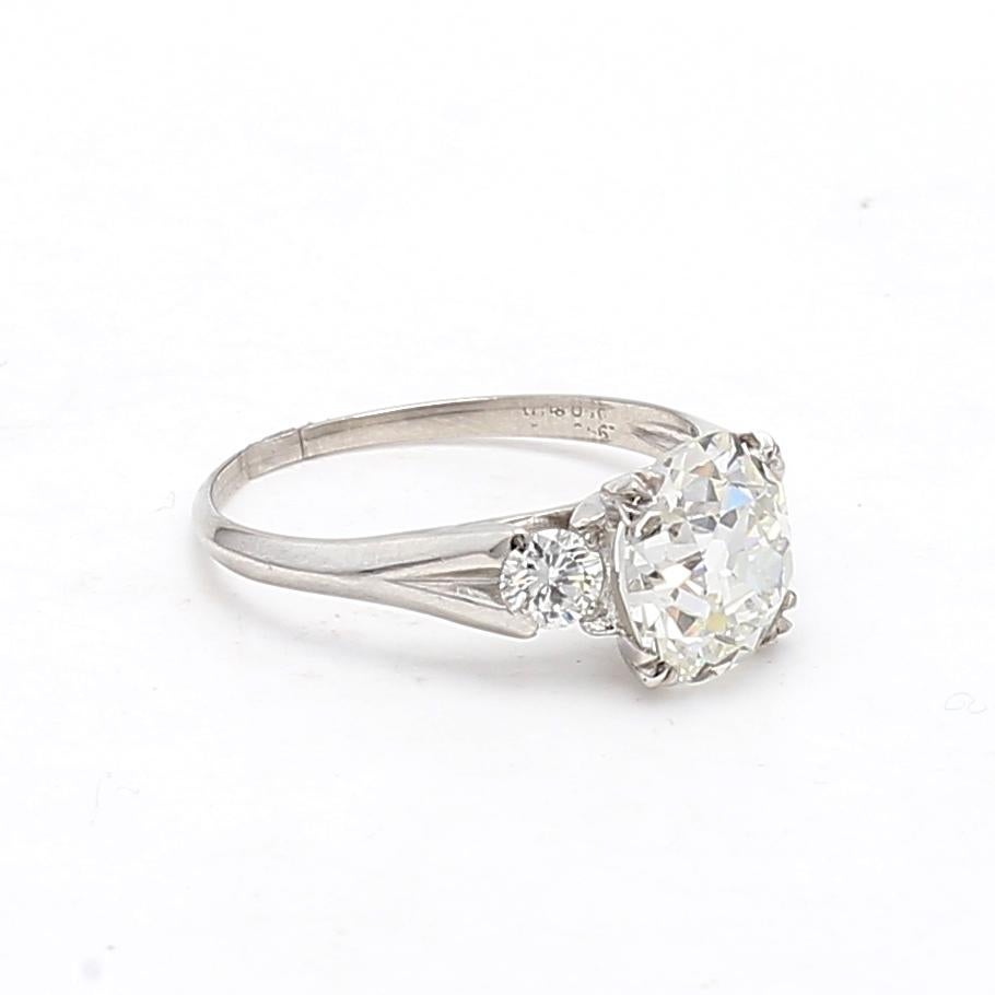 C.D Peacock 2.79 Carat Old European Cut Diamond 14K White Gold Engagement Ring For Sale 5