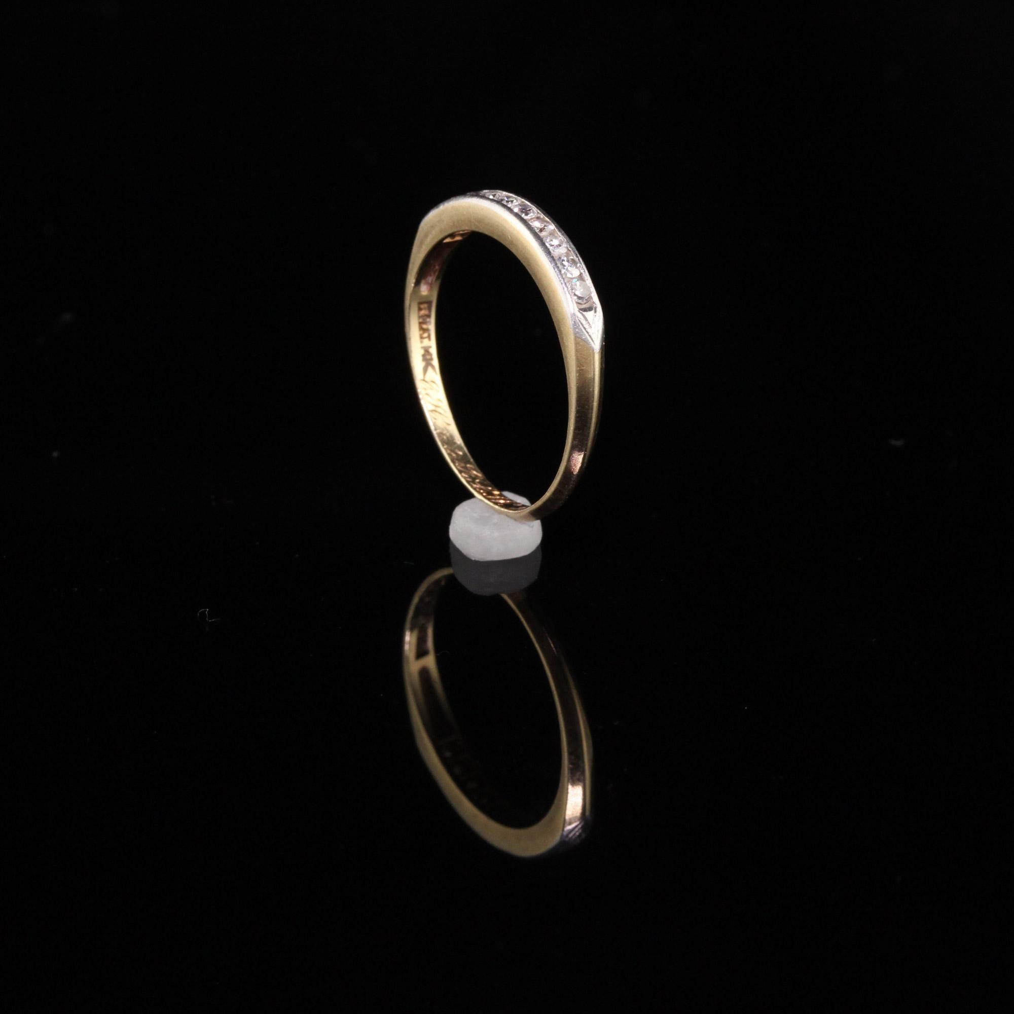 Round Cut Circa 1940 - CD Peacock Vintage Platinum 14K Yellow Gold Single Cut Diamond Band