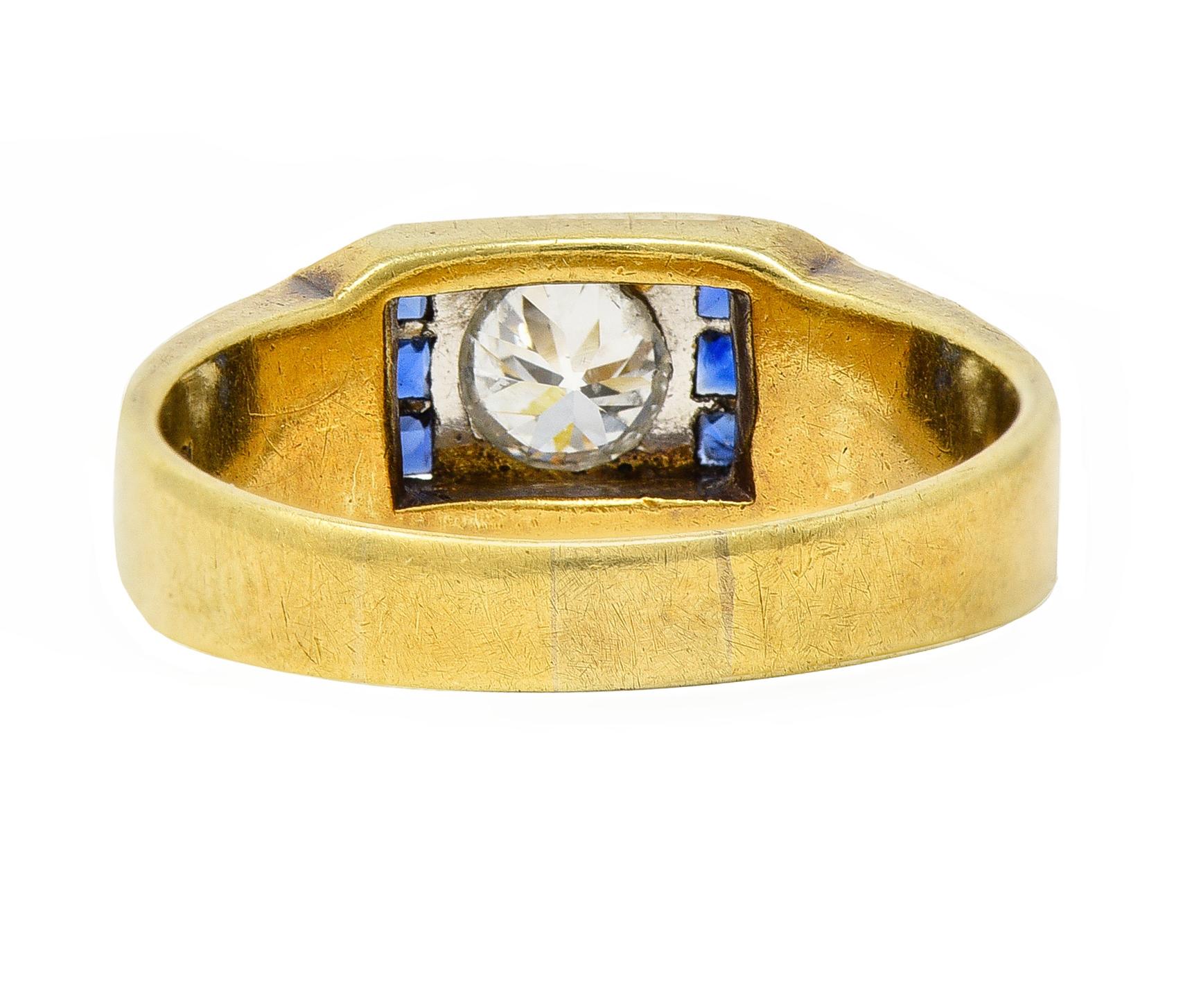 C.D. Peacock Art Deco Diamond Sapphire Platinum 15 Karat Gold Unisex Ring 6