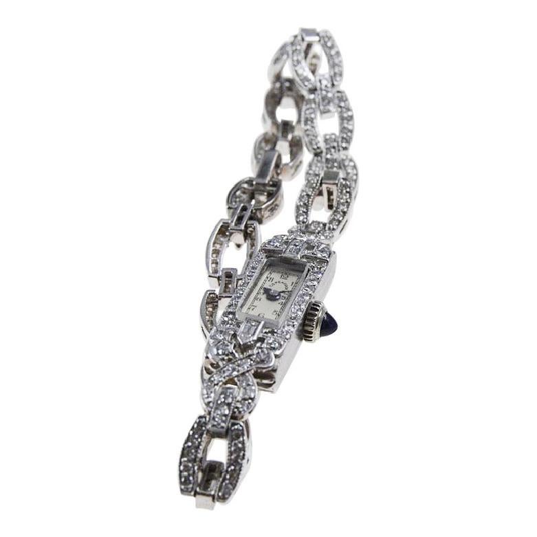 C.D. Peacock by Eterna Platinum Diamond Bracelet Watch, circa 1930's 1