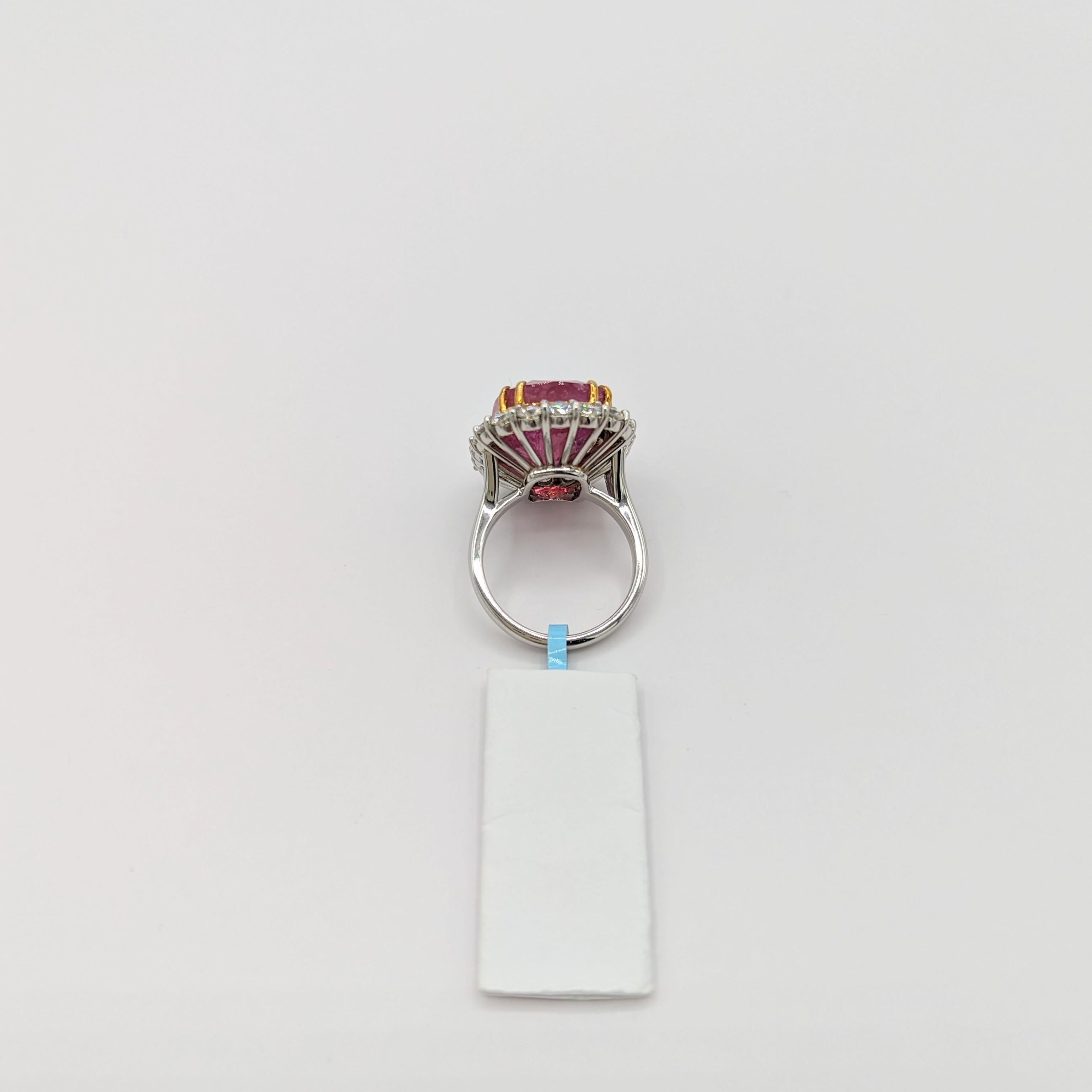Women's or Men's CD Unheated Burma Ruby and White Diamond Cocktail Ring in Platinum and 18k For Sale