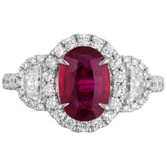 CDC Certified 1.52 Carat Mozambique Ruby Diamond Ring