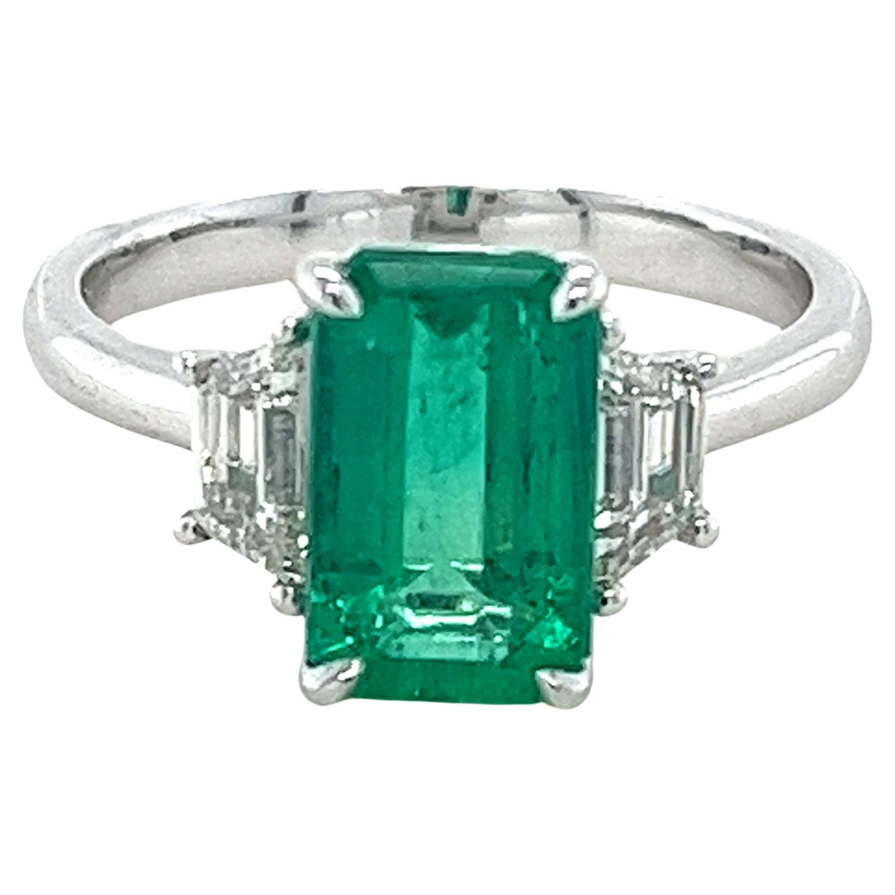 CDC Certified 2.12 Carat Colombian Emerald & Diamond Ring in Platinum