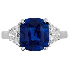 CDC Certified 4.01 Carat Sapphire Diamond Cocktail Ring