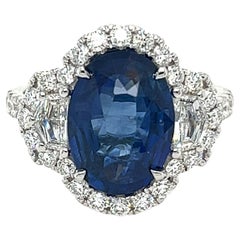 CDC Certified 4.77 Carat Ceylon Sapphire 
Diamond Ring in 18 Karat White Gold
