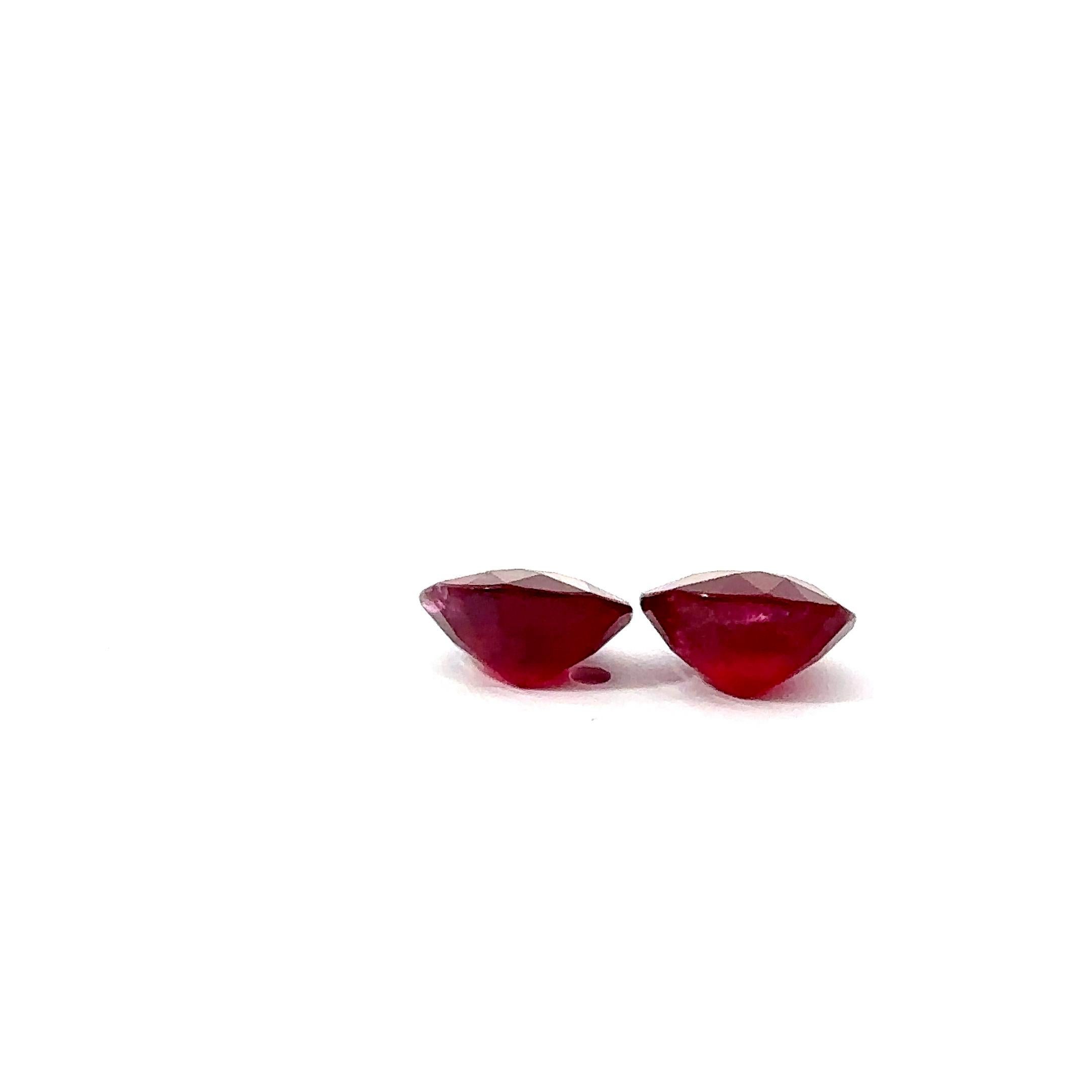Modern CDC Certified 5.25 Carat Ruby - Round ( Pair ) Heated ( Madagascar )  For Sale