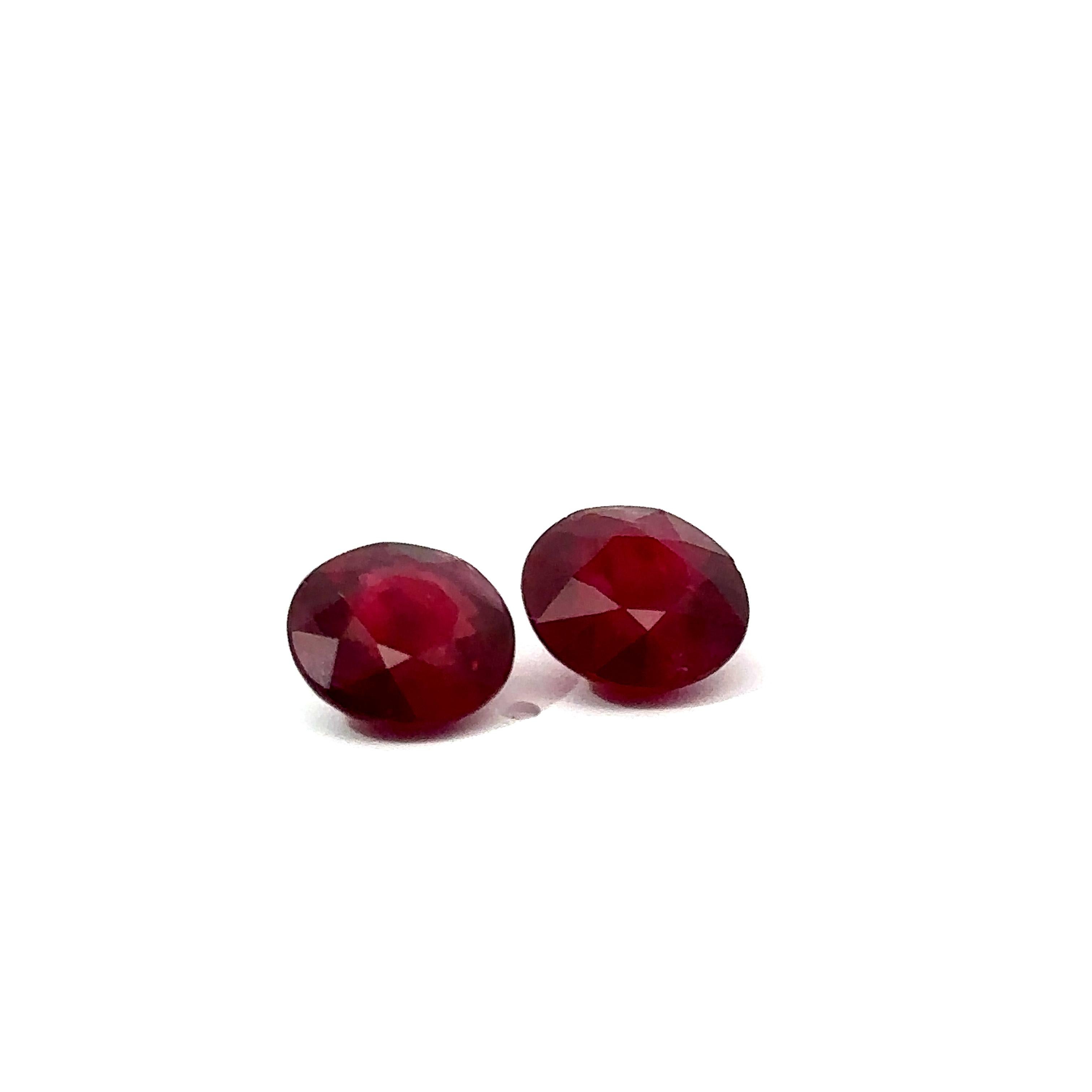 Women's or Men's CDC Certified 5.25 Carat Ruby - Round ( Pair ) Heated ( Madagascar )  For Sale