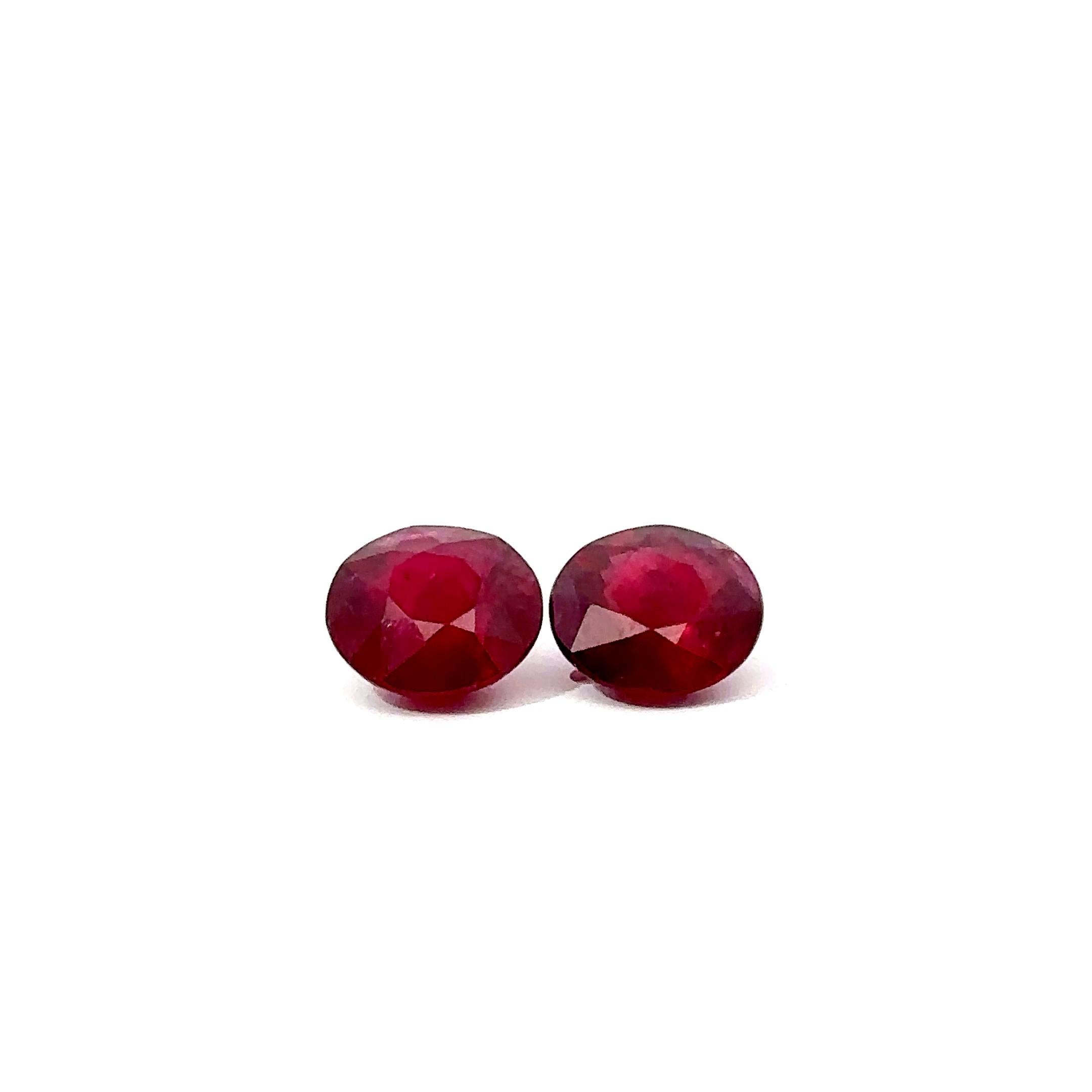 CDC Certified 5.25 Carat Ruby - Round ( Pair ) Heated ( Madagascar )  For Sale 1