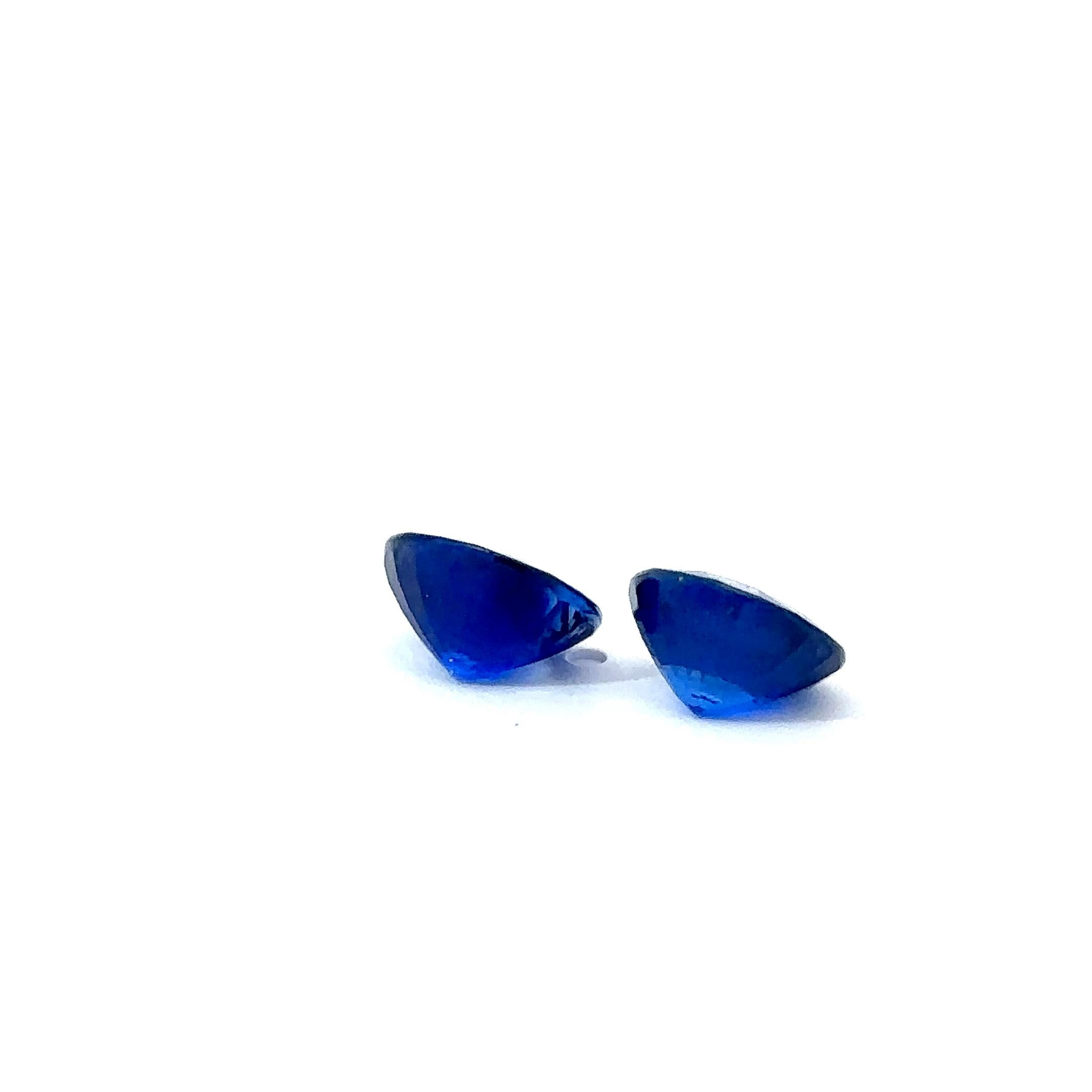 Round Cut CDC Certified 6.36 Carat Blue Sapphire Round (  Pair) For Sale