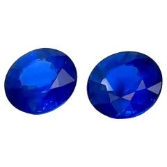 Saphir bleu rond certifié CDC de 6,36 carats (  Paire)