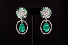 CDC Certified 64.06 Carat Emerald Drop Earring