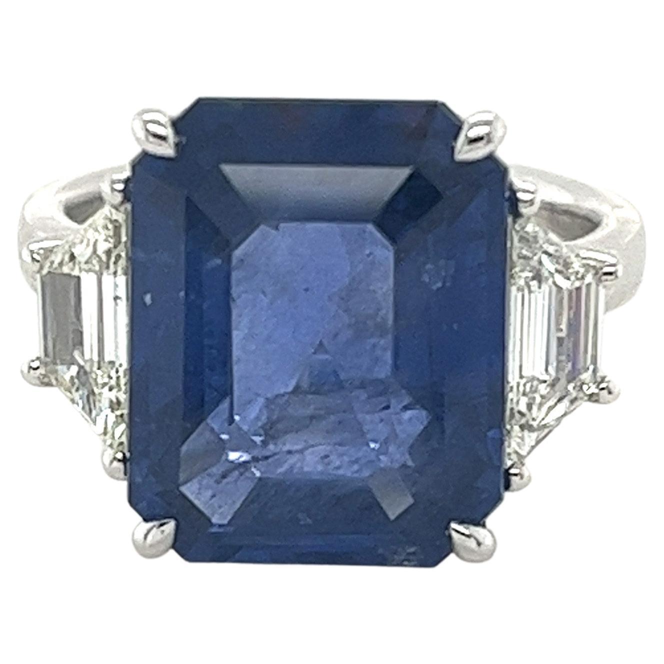 CDC Certified Ceylon Sapphire and Diamond Ring in Platinum For Sale