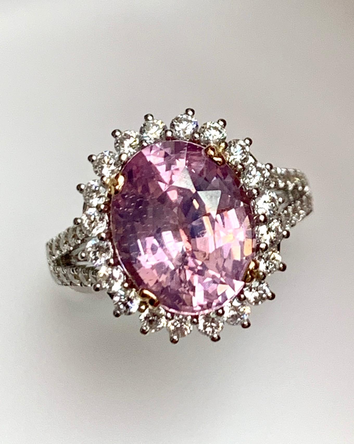CDC Lab Certified 6.07 Carat Natural No Heat Padparadscha Sapphire Cocktail Ring Moderno