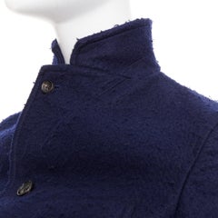 CDG COMME DES GARCONS 2007 navy felt high collar curved hem cropped jacket XS