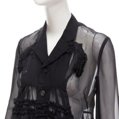 CDG COMME DES GARCONS 2011 Schwarzes durchsichtiges Minikleid mit Rüschen an der Vorderseite S