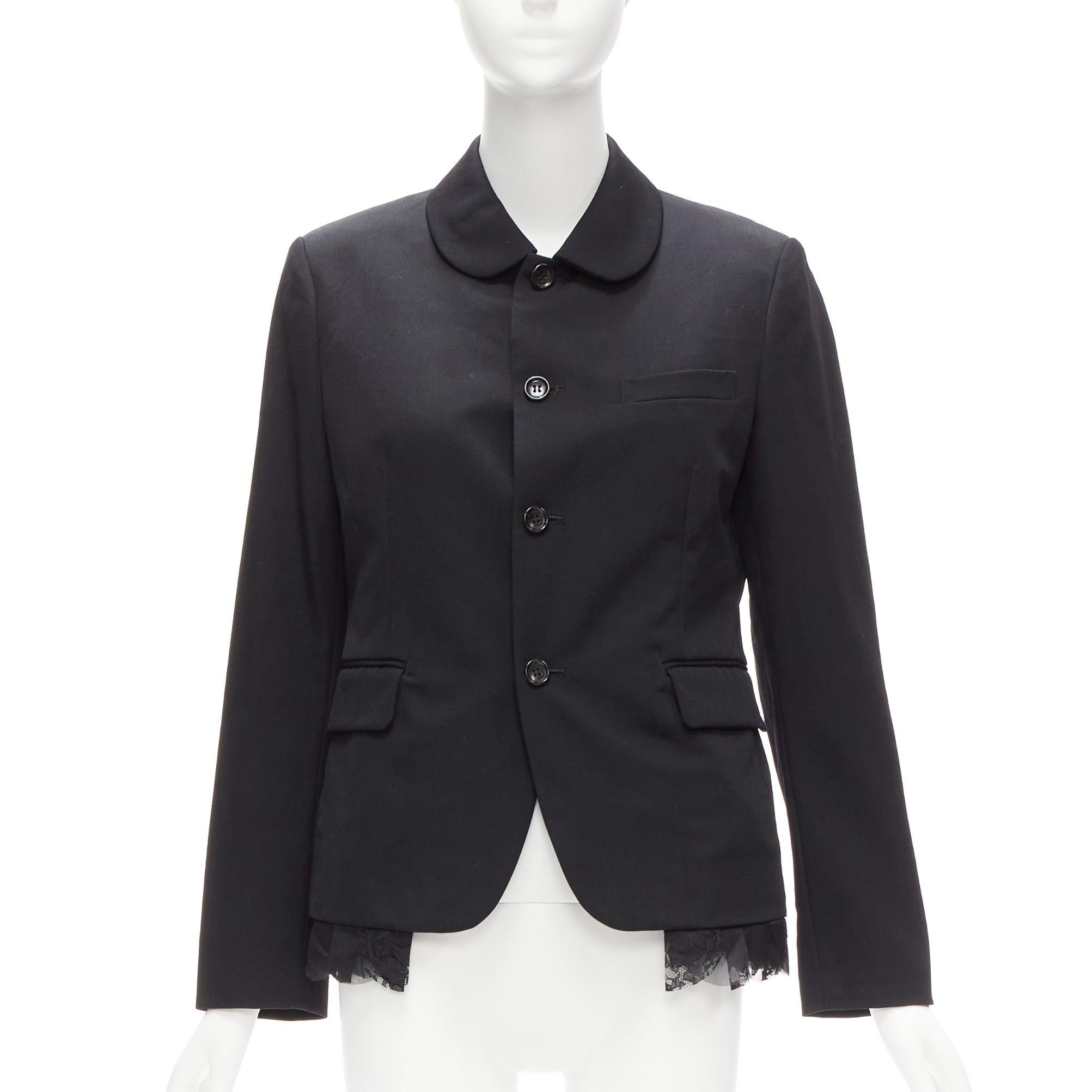 CDG COMME DES GARCONS 2018 100% wool black lace hem peter pan collar ...