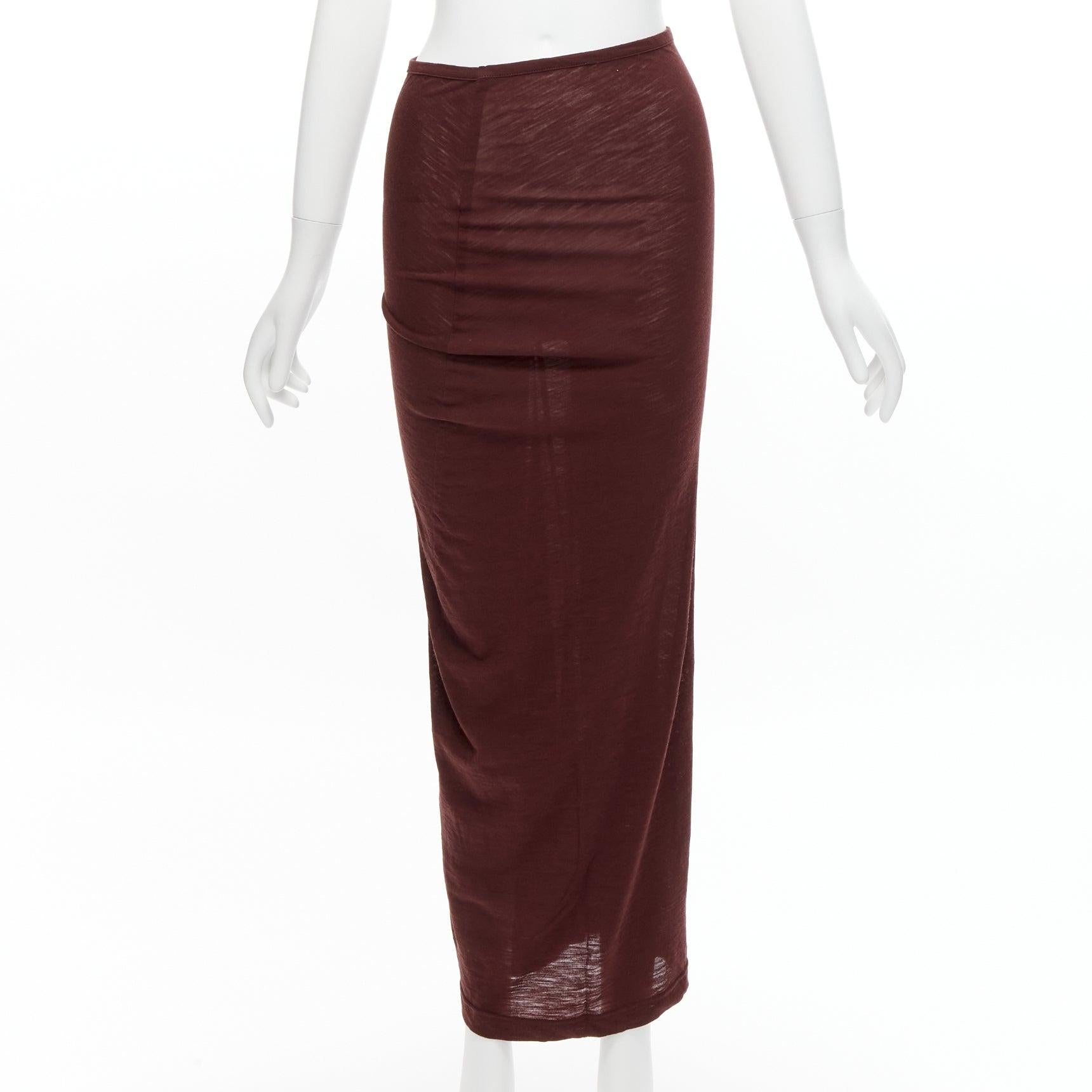 CDG COMME DES GARCONS burgundy brown bias cut stretch top midi skirt set S For Sale 6