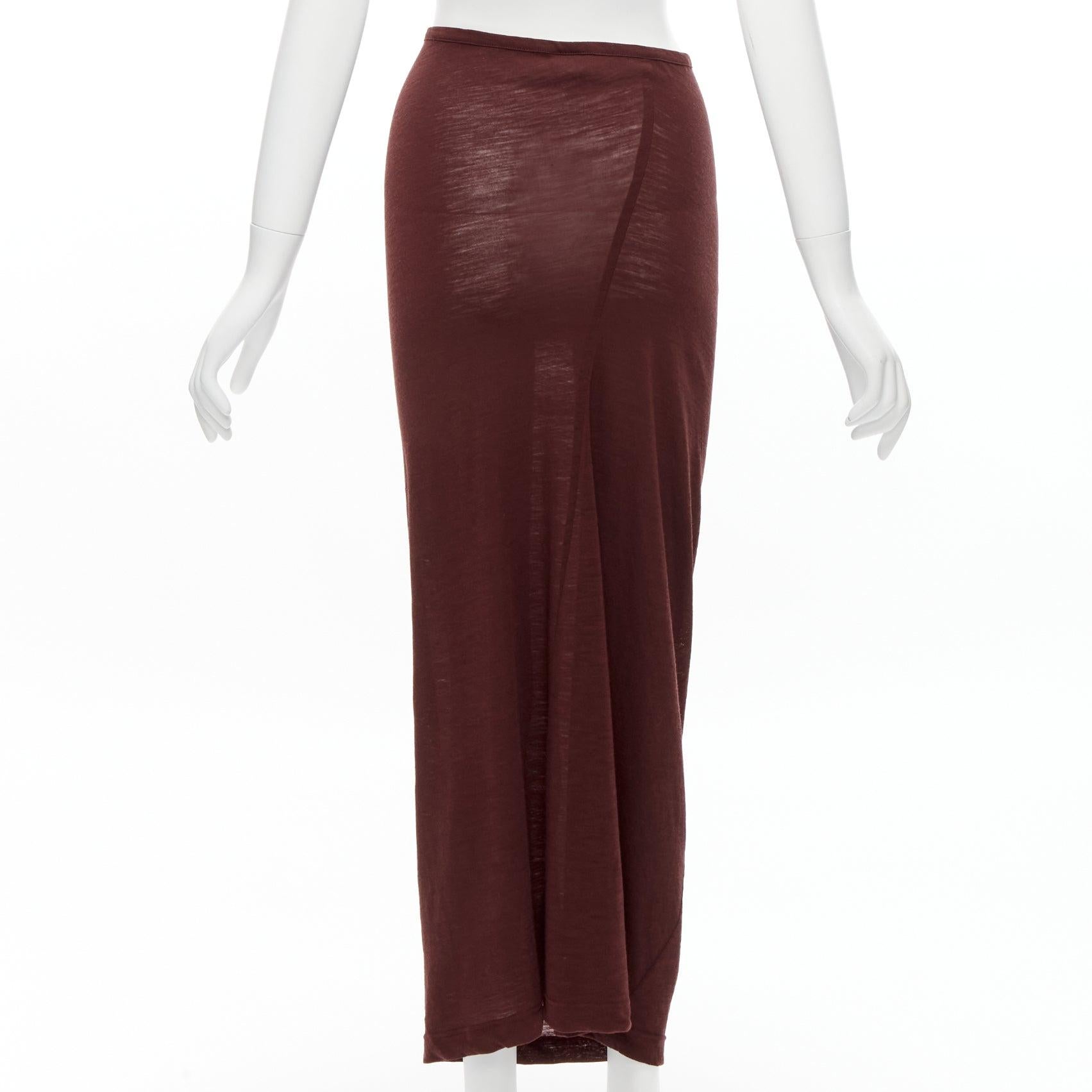 CDG COMME DES GARCONS burgundy brown bias cut stretch top midi skirt set S For Sale 7