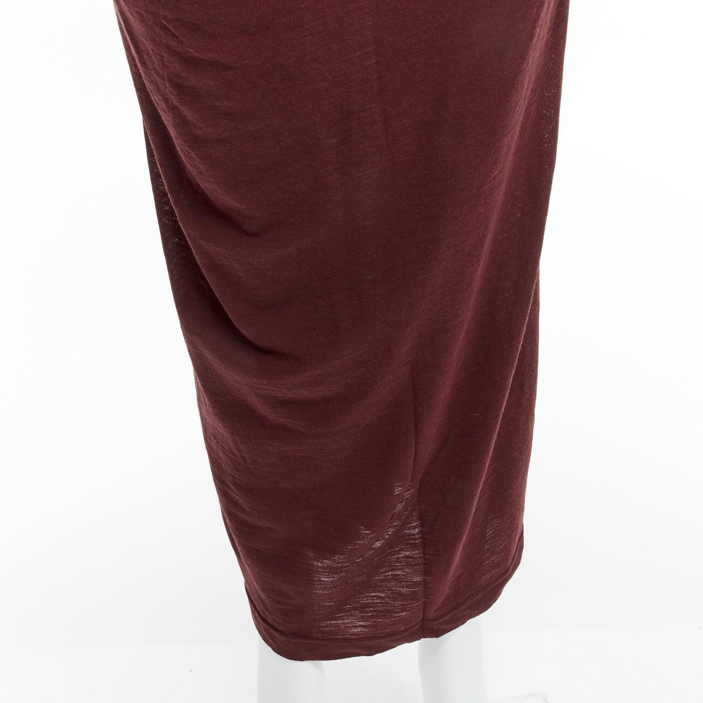 CDG COMME DES GARCONS burgundy brown bias cut stretch top midi skirt set S For Sale 4