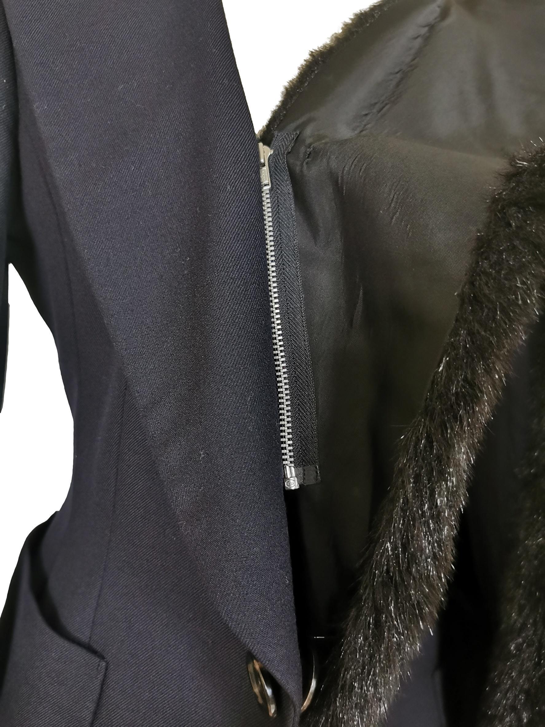 Women's CDG Junya Watanabe 50s Inspired Skirt Suit Detachable Faux Fur Collar For Sale