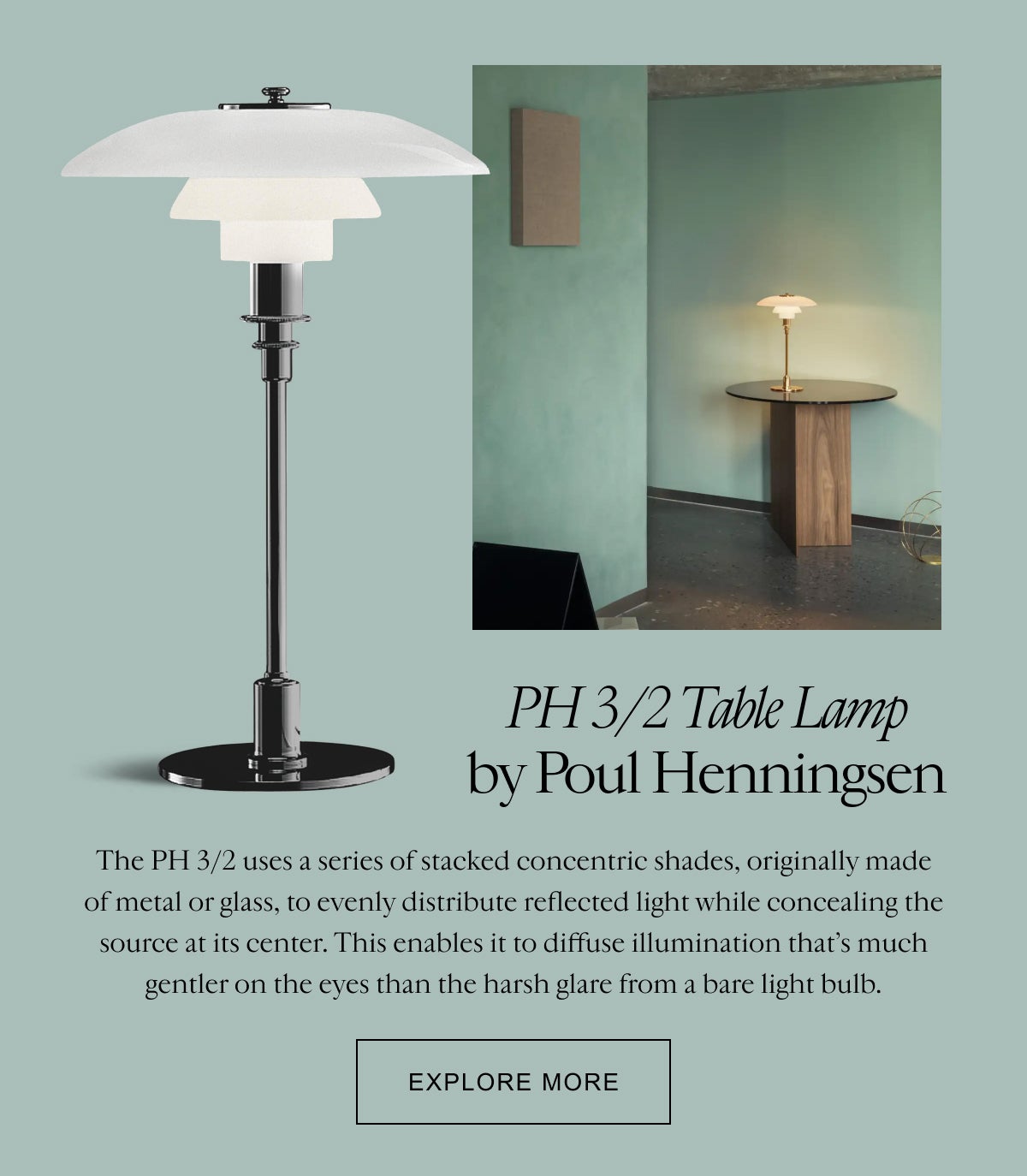 PH 3/2 Table Lamp by Poul Henningsen