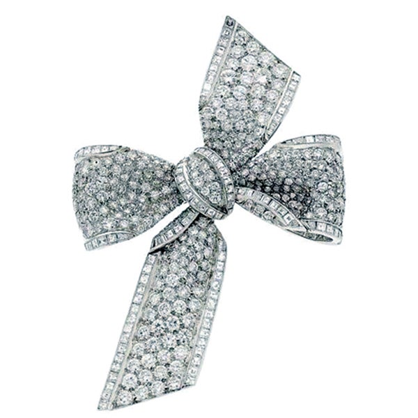 Tiffany & Co. Platinum and Diamond Bow Brooch, 1950s