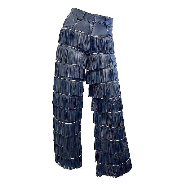 Gianni Versace S&M Collection Leather Fringe Pants, Fall 1992
