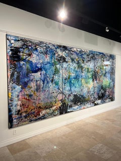 Triptyque - Abstrait Bleu