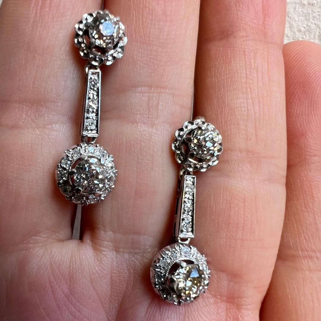 Pendientes Art Decó con Diamantes Certificados CDTEC en Excelente Estado en Bogotá, Bogotá