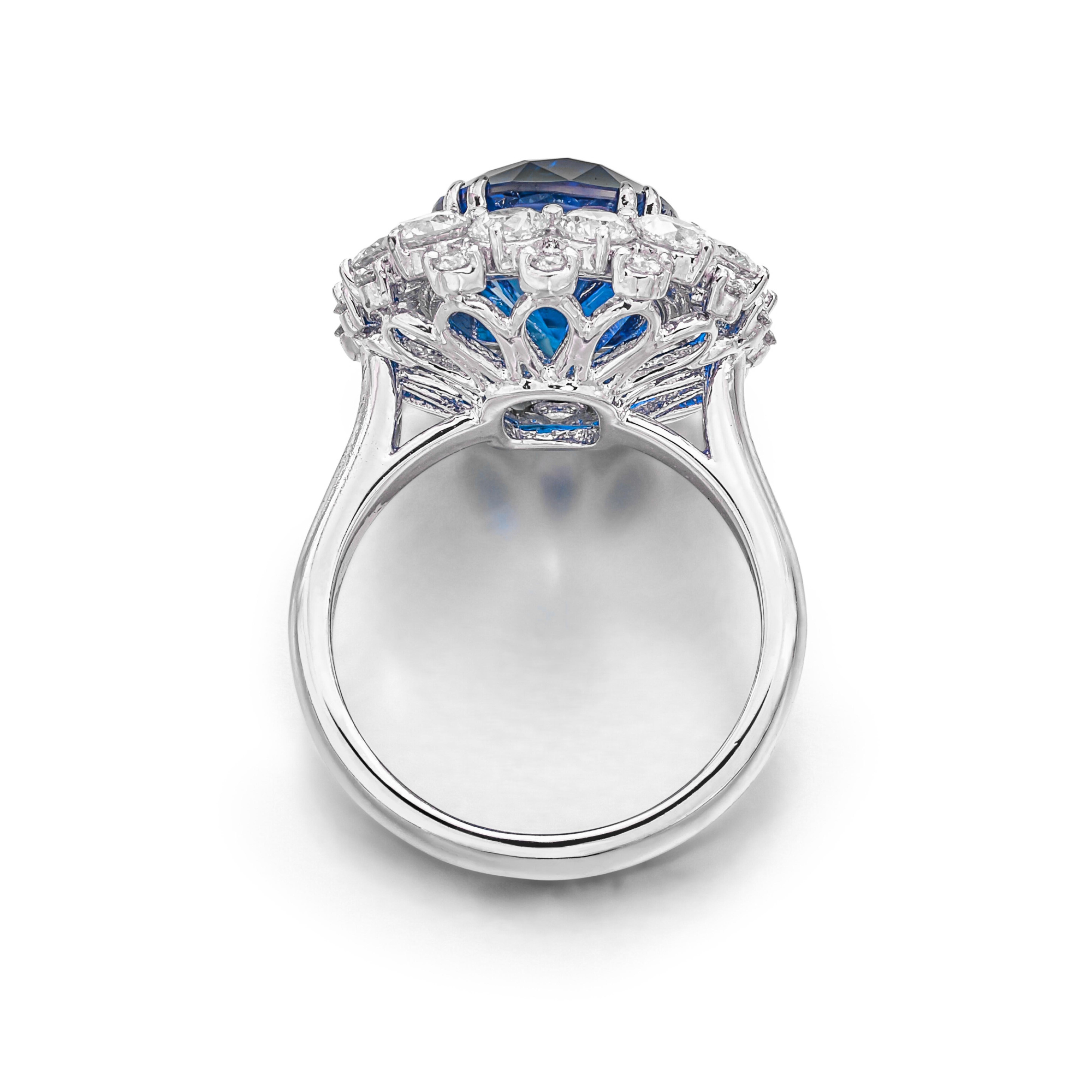C. Dunaigre-Certified 6-Carat Ceylon Blue Sapphire and Diamond Ring in Platinum

A statement of timeless elegance, this striking ring showcases a 6.00-carat Ceylon blue sapphire, certified by C. Dunaigre, celebrated for its vivid hue and natural
