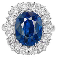 C.Dunaigre 6 Carat Ceylon Blue Sapphire Diamond Platinum Ring