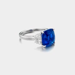 GRS Certified 5 Carat Madagascar NO HEAT Blue Sapphire Ring