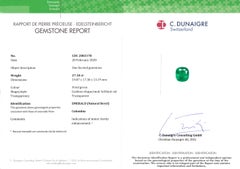 C.Dunaigre Certified 27 Carat COLOMBIAN Emerald Cut 18K White Gold Diamond Ring