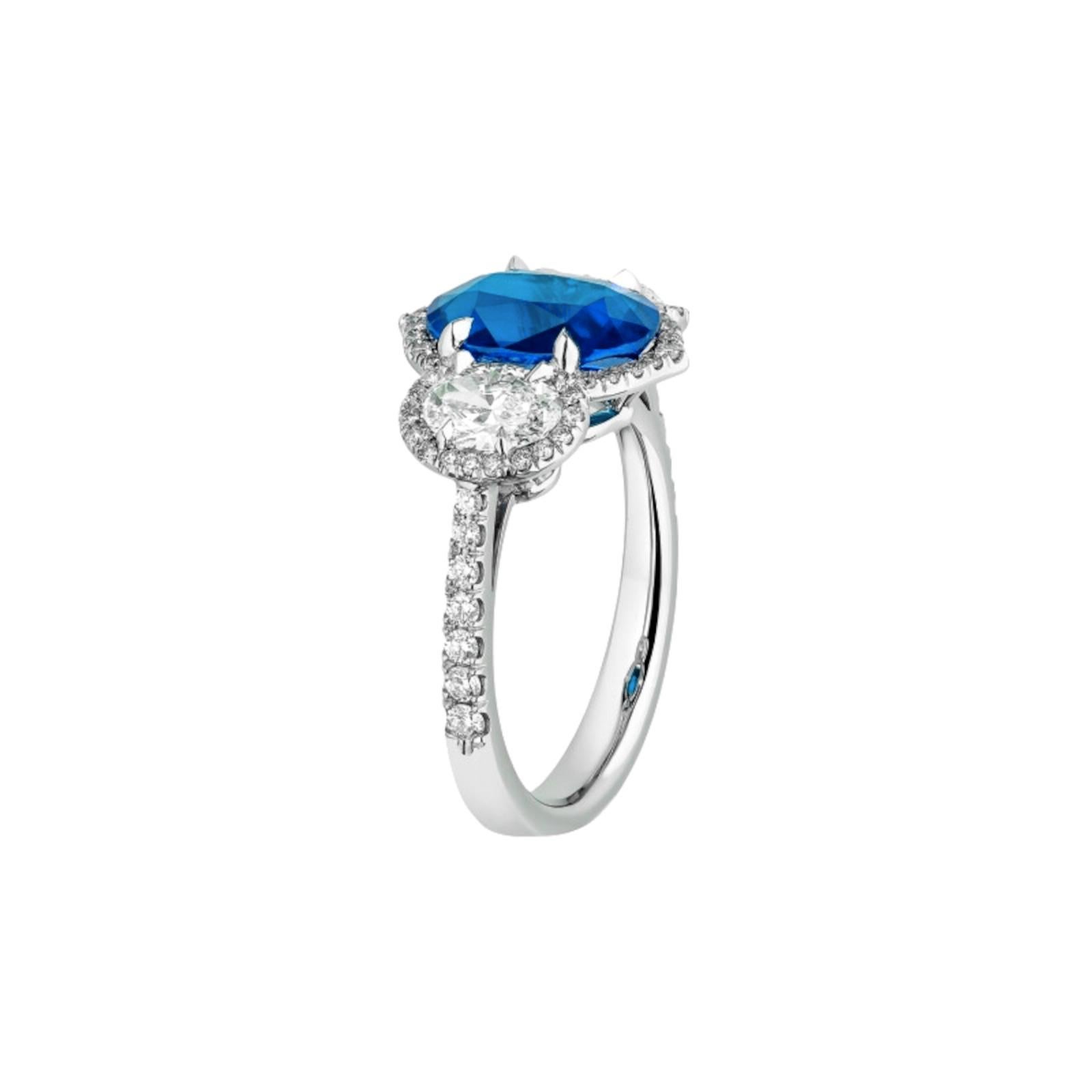 C.Dunaigre zertifizierter 6,57 Karat intensiver blauer UNHEATED Saphir Ring (Zeitgenössisch) im Angebot