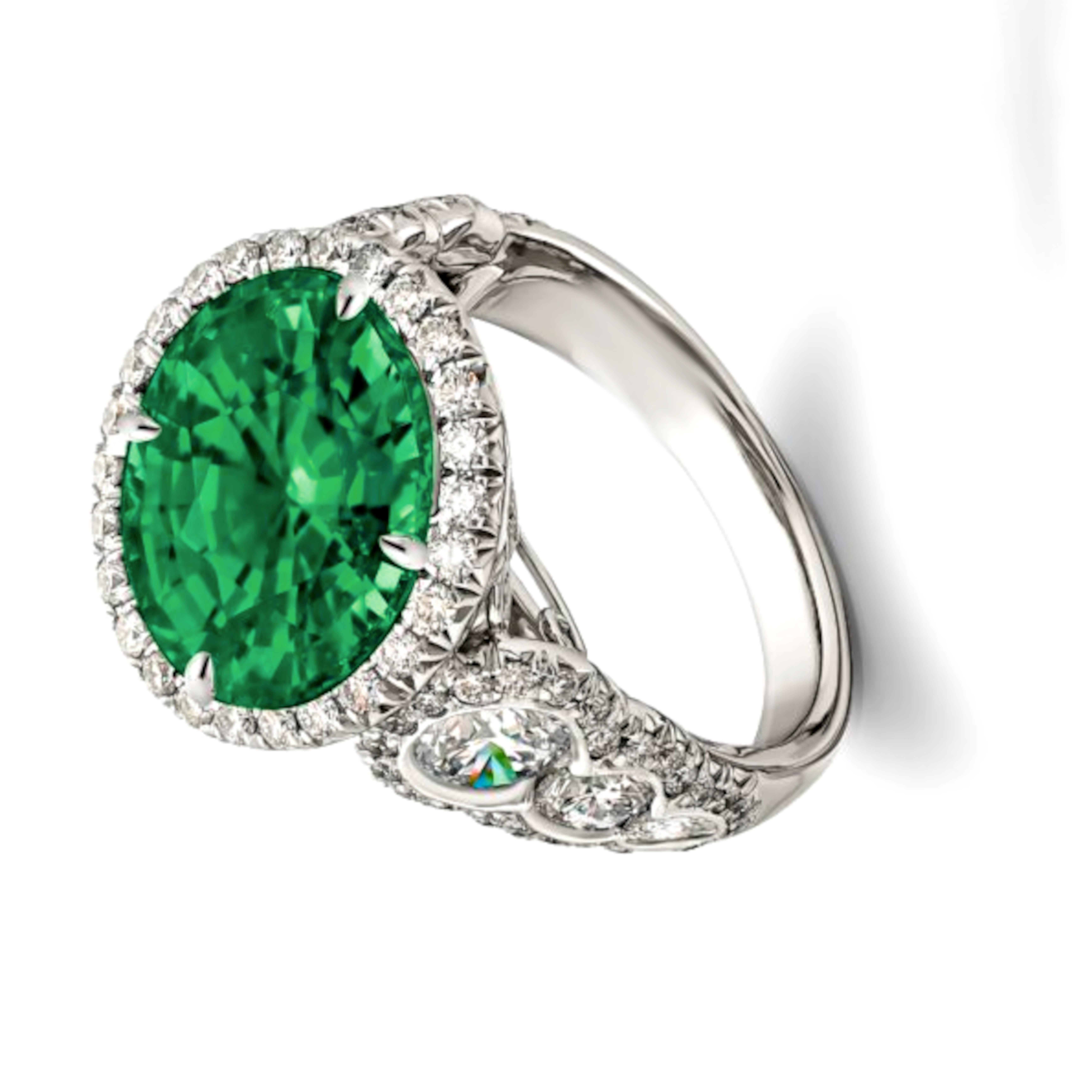 Captivante bague émeraude verte de Muzo - A.I.C. certifiée, non traitée 6,84 carats

Trésor extraordinaire de la nature, cette vibrante émeraude ronde de 6,84 carats - certifiée par C.I.C. - arbore la teinte verte saturée emblématique de la Nature
