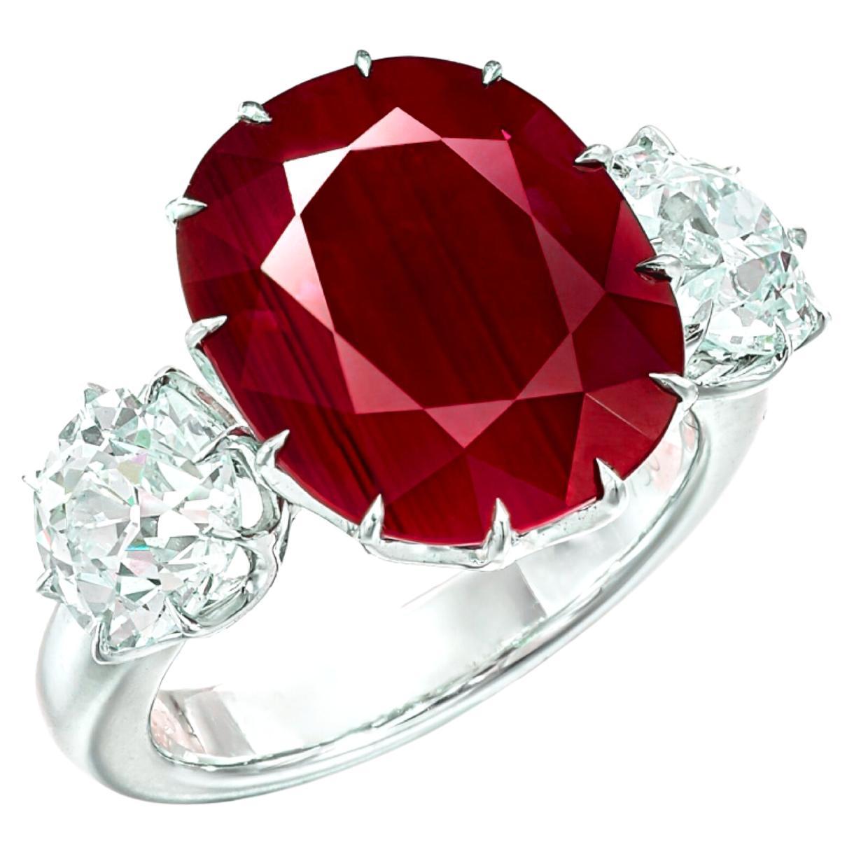 C.Dunaigre Certified 7.57 Carat Ruby Diamond Cocktail Ring