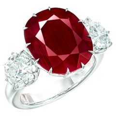Anello da cocktail con diamante e rubino da 7,57 carati certificato C.Dunaigre